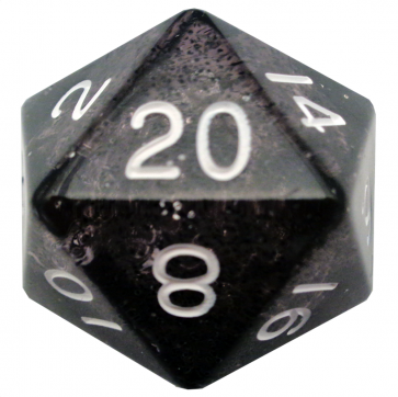 Metallic Dice Games Acrylic d20: Ethereal Black with White Numbers - Good Games