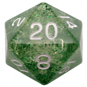 Metallic Dice Games Acrylic d20: Ethereal Green with White Numbers - Good Games