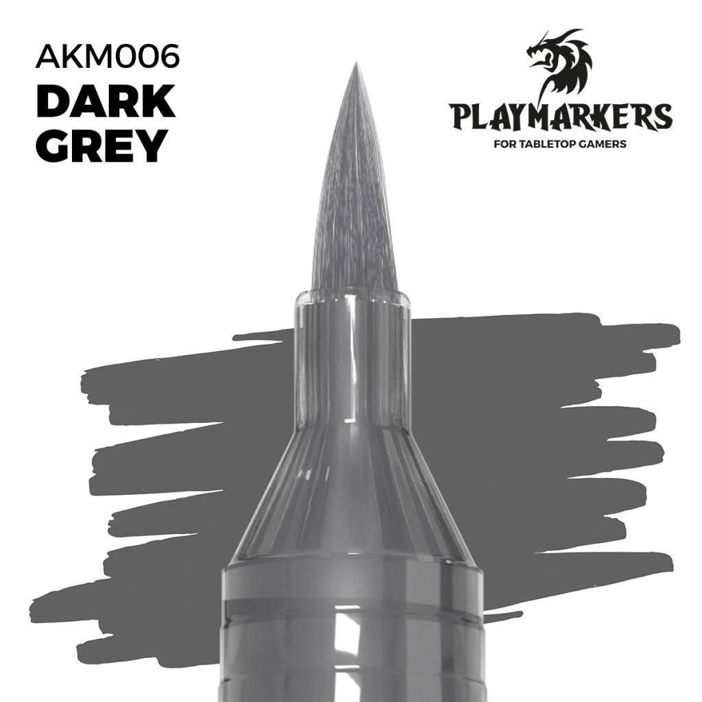 Dark Grey marker tip and paint swatch, Playmakers hobby paint for tabletop gamers