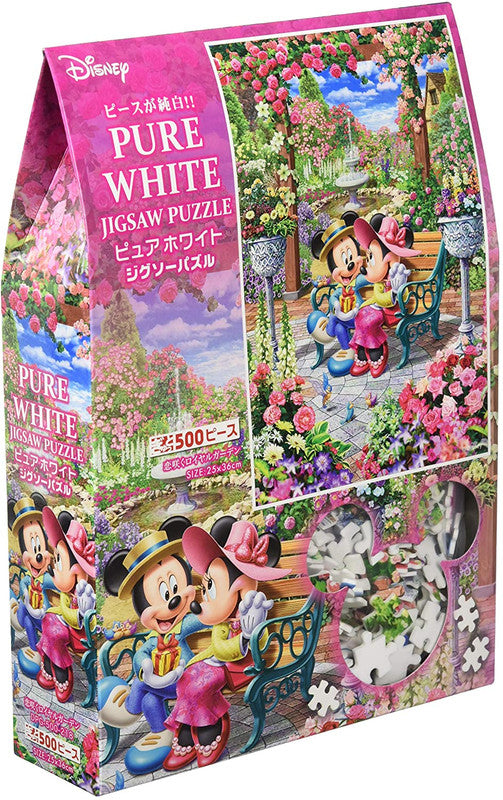 Disney Mickey & Minnie Pure White 500-piece jigsaw puzzle with romantic garden scene