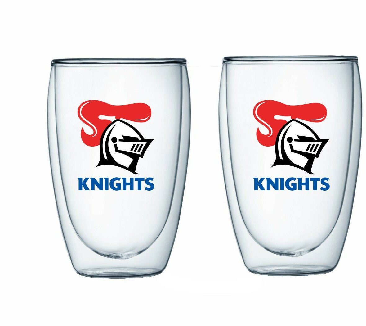 Licensing Essentials NRL Newcastle Knights Double Wall Glasses featuring two double wall glasses