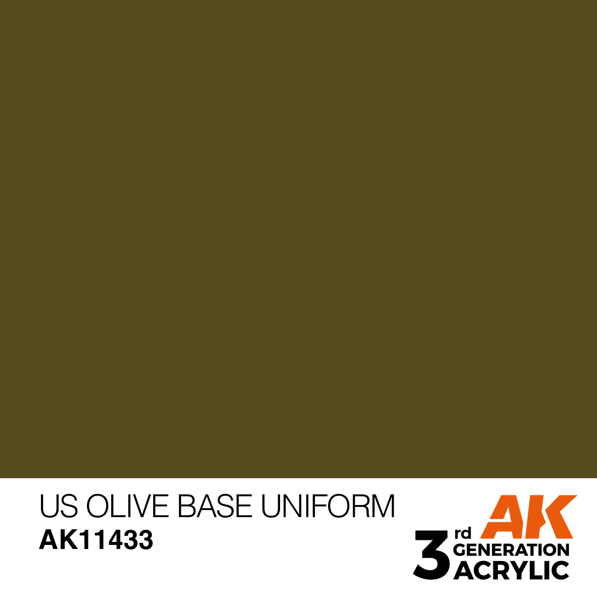US Olive Base Uniform paint swatch (AK11433) by AK 3rd Generation Acrylics