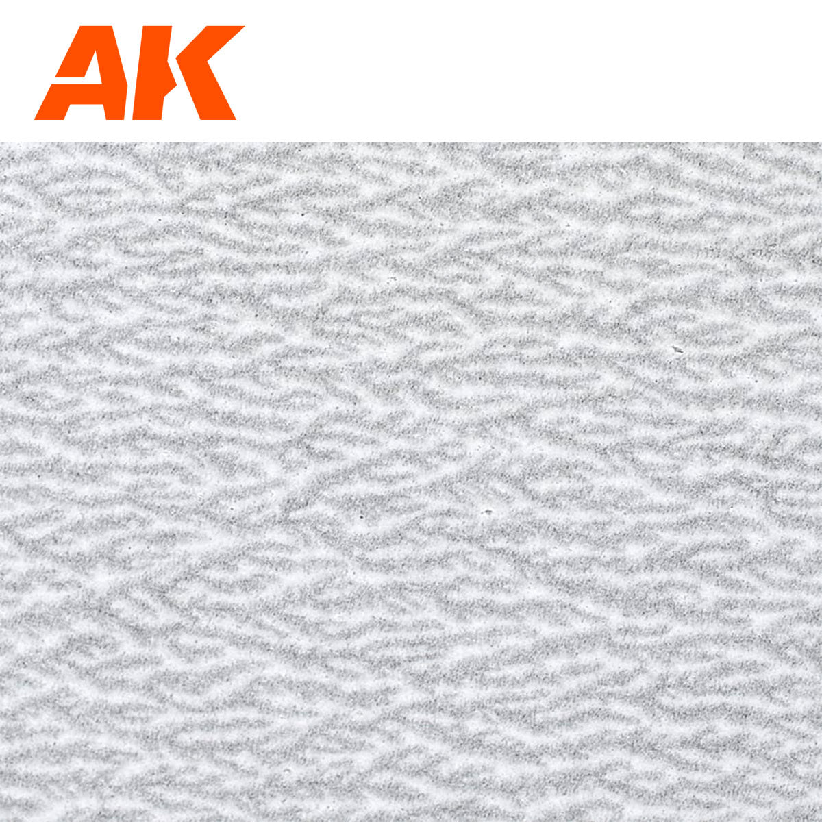 White and gray rough surface with an irregular, wavy pattern, orange AK Interactive logo at the top