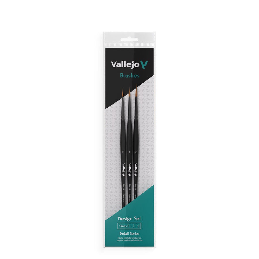 Vallejo Brushes Design Set Synthetic fibers Sizes 0 1 and 2 - Good Games