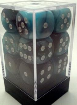 Chessex Gemini 16mm D6 Black-Shell/White (12) - CHX 26646 - Good Games