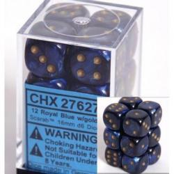 Chessex 16mm D6 Block Scarab Royal Blue/Gold - Good Games