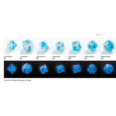 Gamegenic Glow Series - Icy Crumbs - RPG Dice Set (7 Die Set) - Good Games