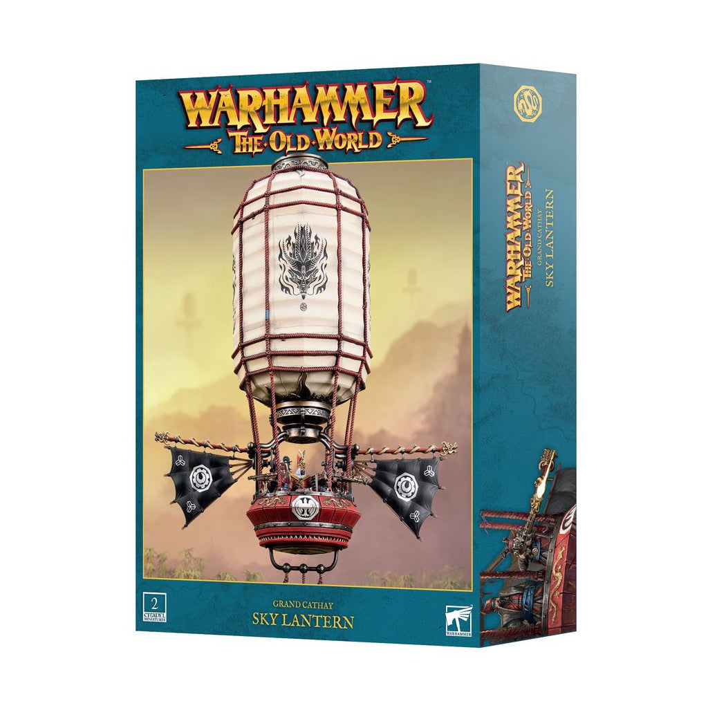Warhammer: The Old World Grand Cathay Sky Lantern box, displaying a detailed fantasy airship model