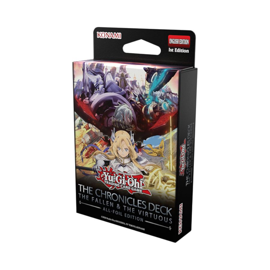 Angled view of Yu-Gi-Oh! Chronicles Deck - The Fallen & The Virtuous All-Foil Edition