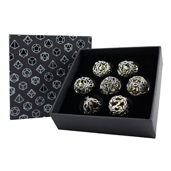 LPG Dice RPG Set Hollow Vines - Chrome and Gold - Good Games