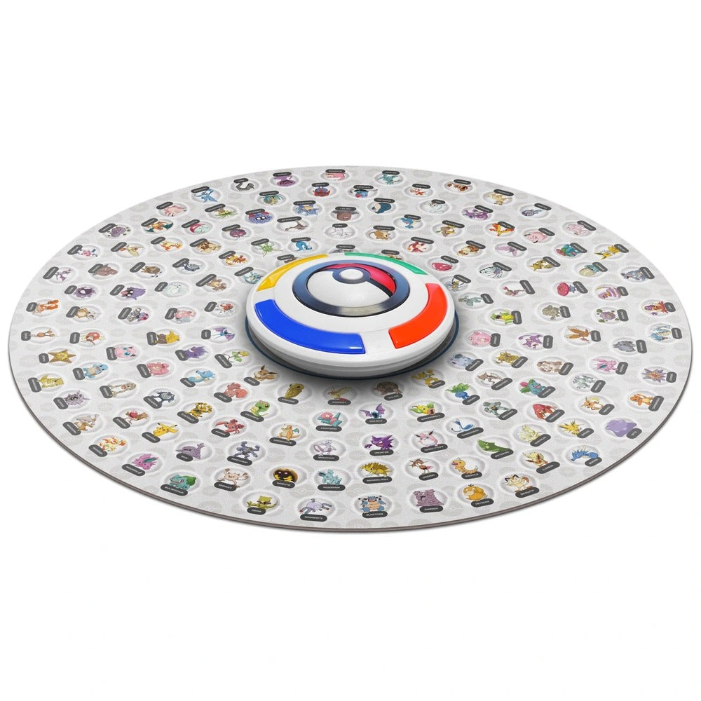 Pokemon electronic game board with hundreds of character icons and a central multicolor Poke Ball spinner