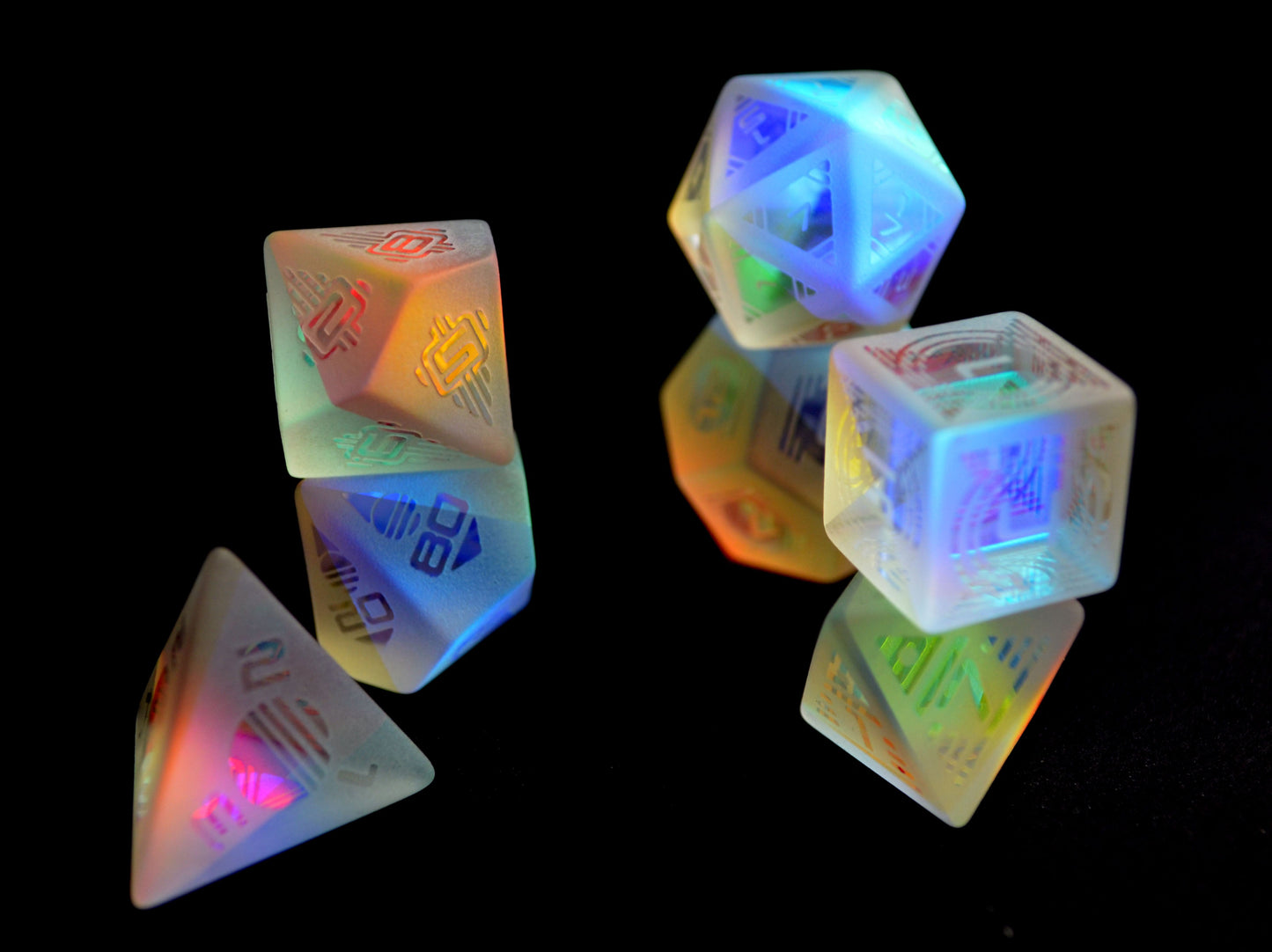 Level Up Dice - Ionized 80s Holographic Glass - Good Games