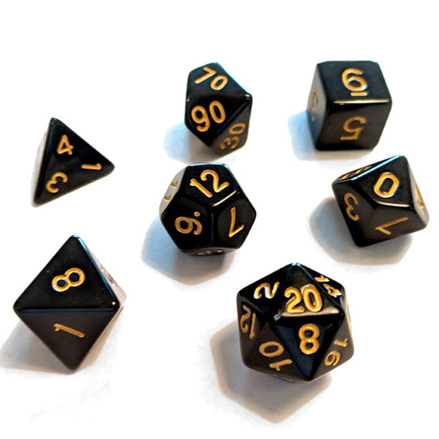 Sirius Dice Solid Black Gold Ink Dice Set 7 - Good Games