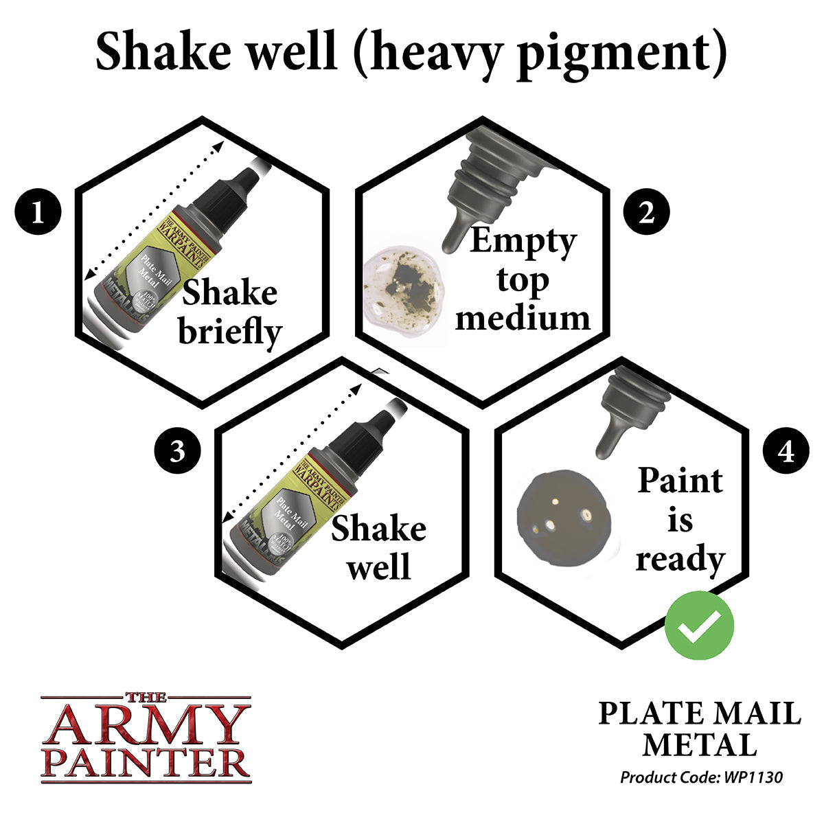 Army Painter Warpaint Metallics Acrylic Paint 18ml - Plate Mail Metal - Good Games