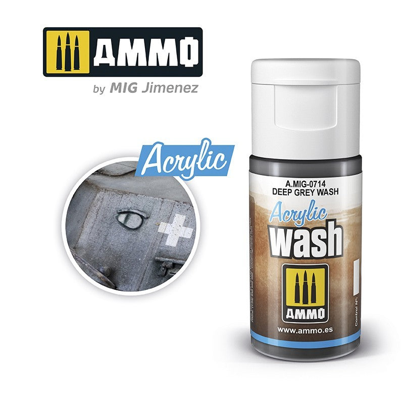 Ammo by MIG Acrylic Washes 15ml - Deep Grey Wash - Good Games