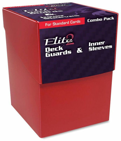 BCW Deck Case Box, Deck Protectors and Inner Sleeves Standard Elite2 Combo Pack Glossy Red - Good Games