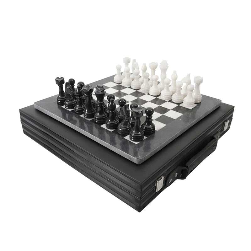 Chess Set With Storage Box - Black & White 38cm - Good Games