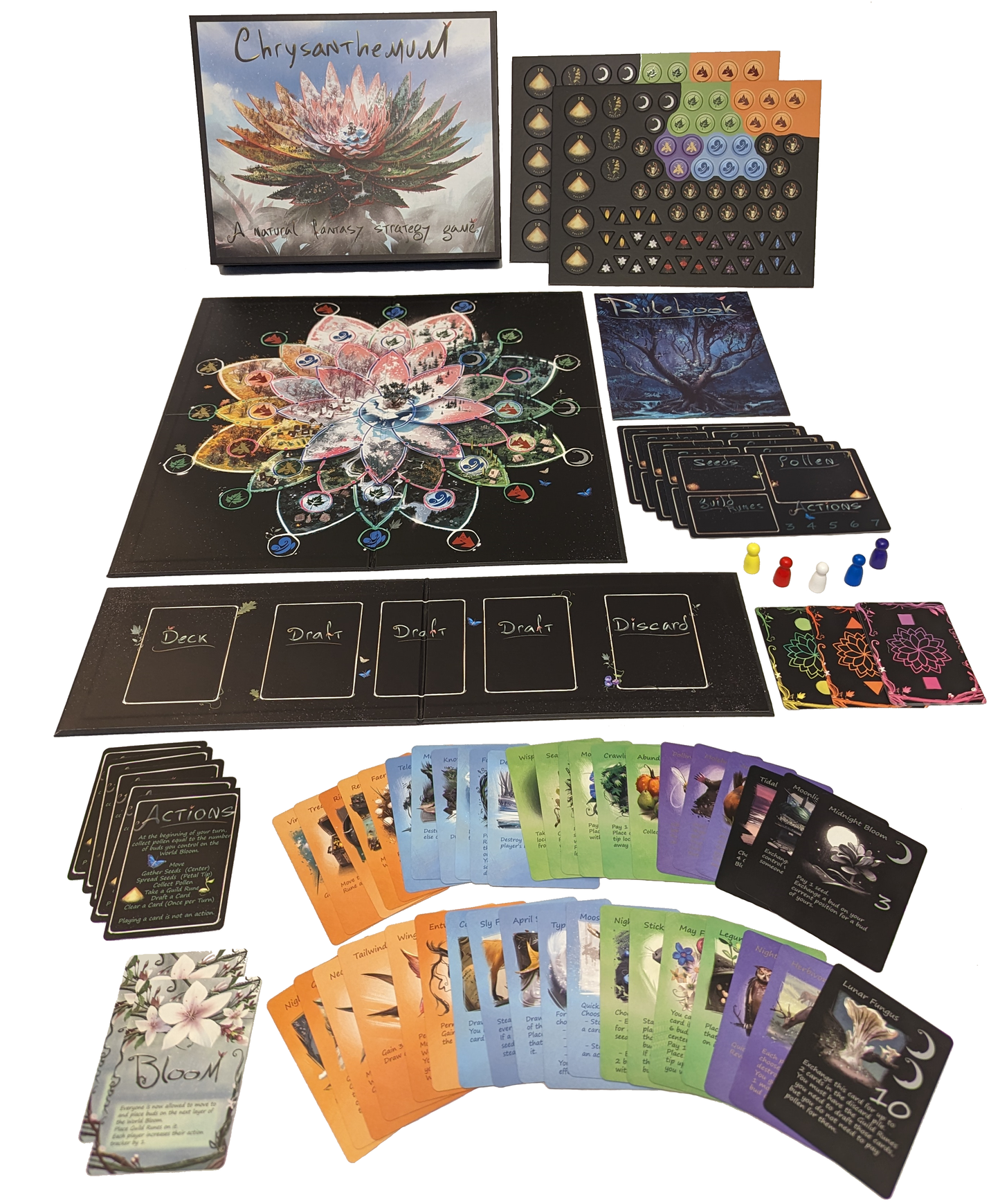 Promotional sheet highlighting game features, components, and key selling points