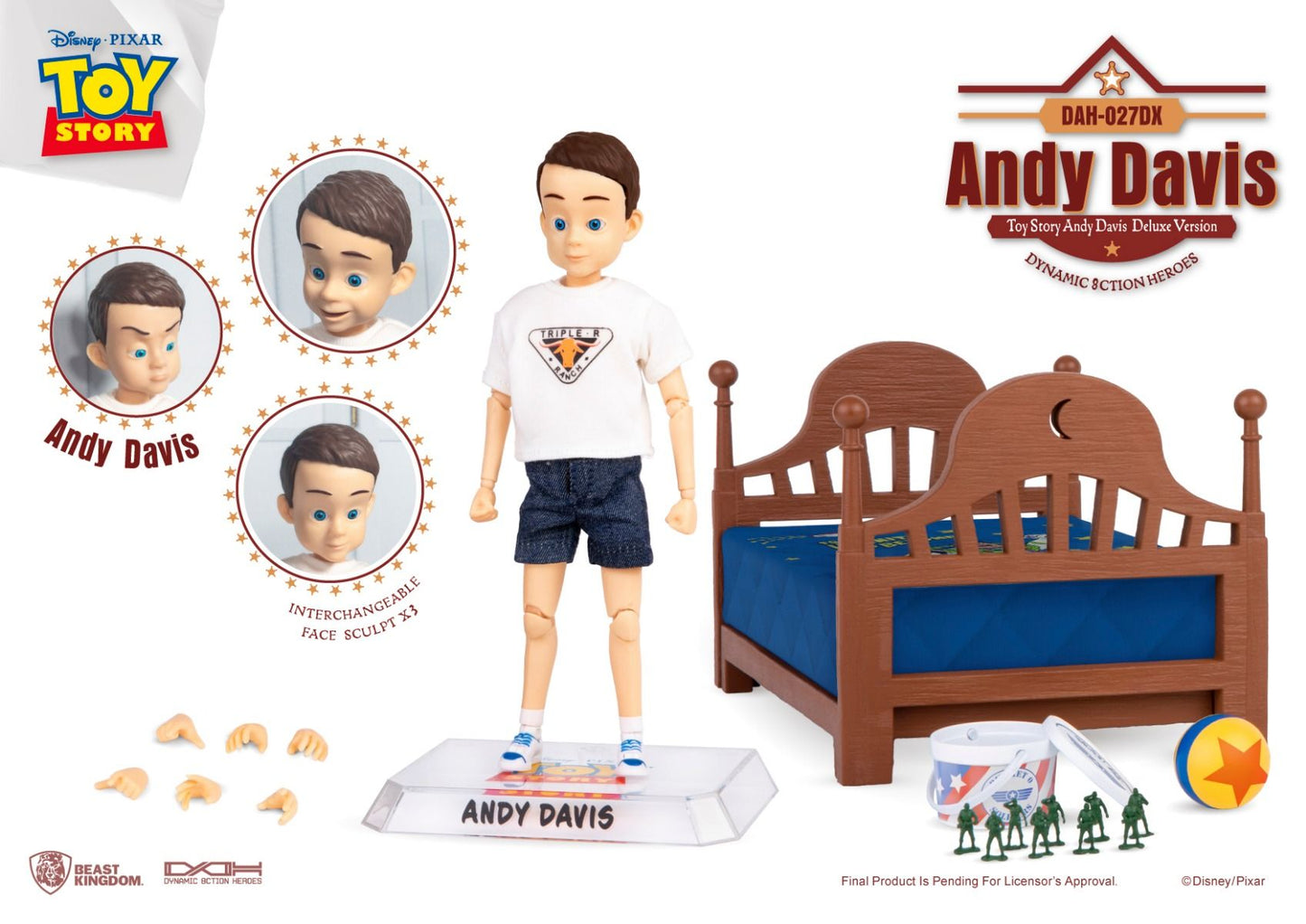 Disney and Pixar's Toy Story Andy Davis Deluxe Version action figure set with interchangeable faces hands and bed accessory