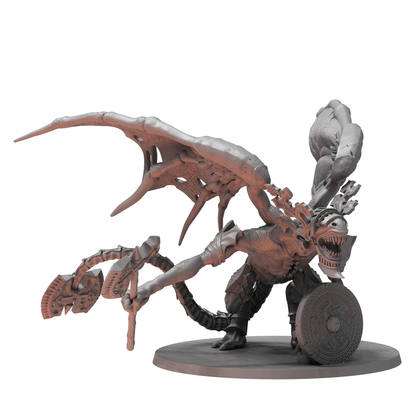A textured a winged monster with a shield model