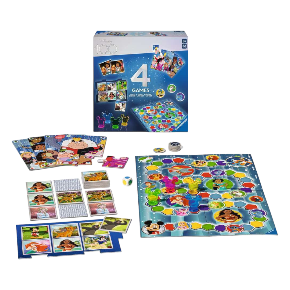 Ravensburger - Disney D100 Special Edition 4 In 1 Games Board Game - Good Games