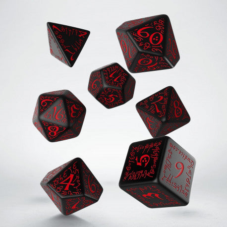 Q Workshop - Elvish Black & Red Dice Set 7 - Good Games