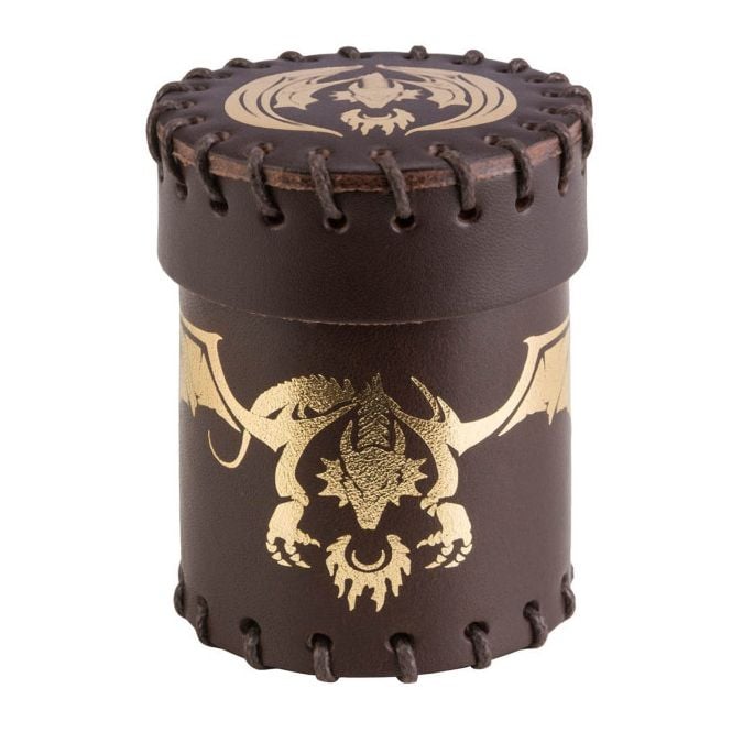 Q Workshop - Brown & Golden Flying Dragon Leather Dice Cup - Good Games