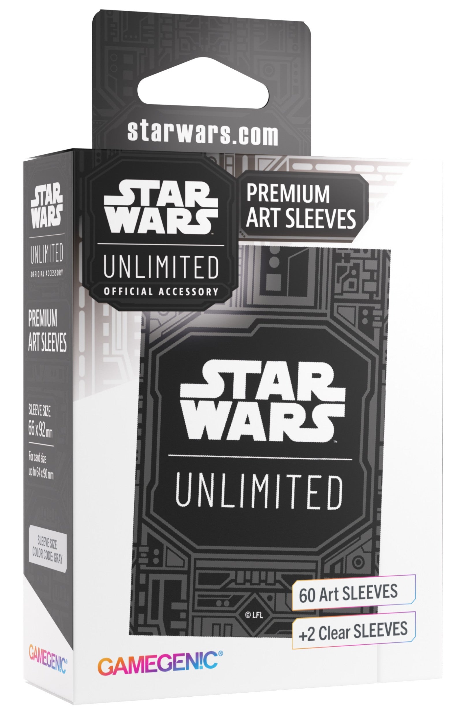 Gamegenic, Star Wars Unlimited Premium Art Sleeve – Padmé Amidala, 60 pochettes Art + 2 manchons transparents, code couleur de la manche : gris