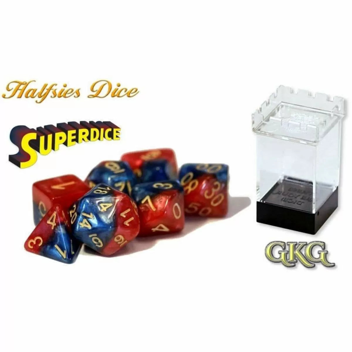 Halfsies Dice - Superdice with Upgraded Dice Case - Good Games