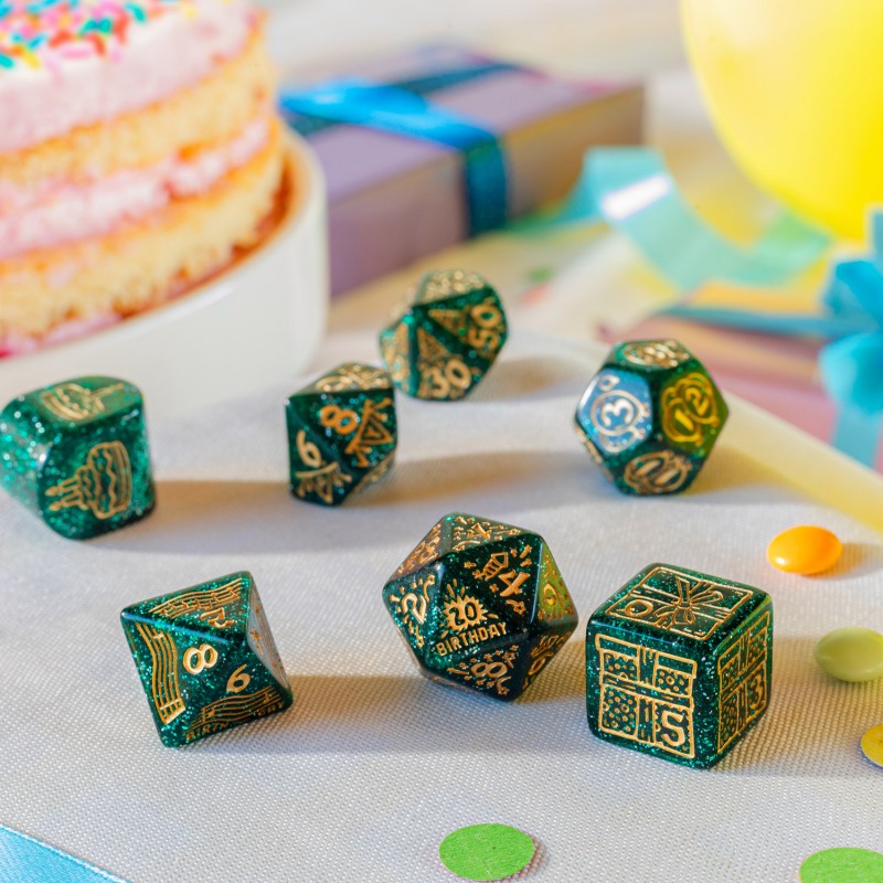 Q Workshop’s - Happy Birthday RPG Dice Set - Balloons - Good Games
