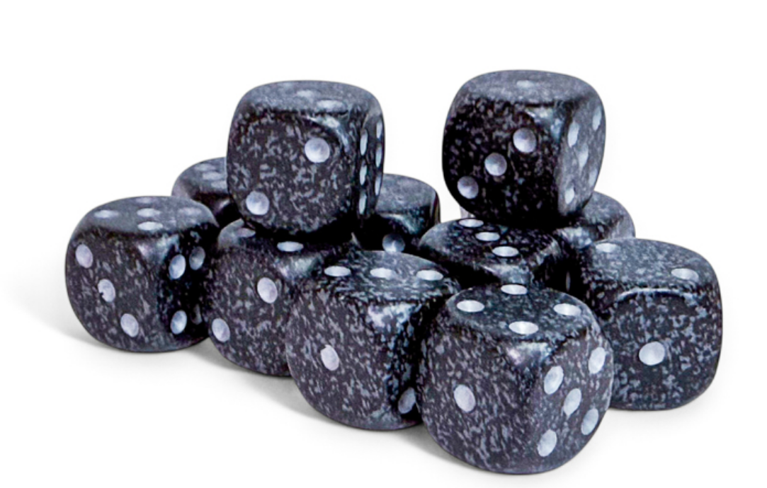 Chessex - Speckled 16mm D6 Dice 12-Piece Set - Ninja - Good Games