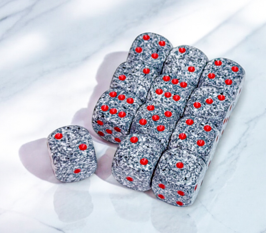 Chessex - Speckled 16mm D6 Dice 12-Piece Set - Granite - Good Games