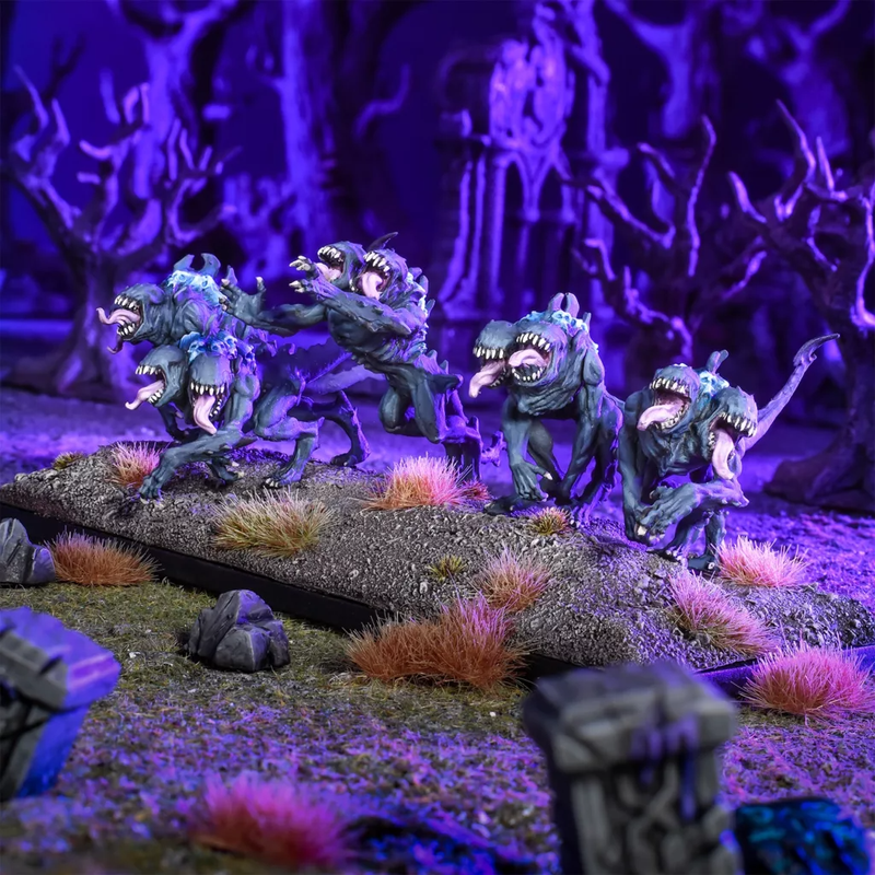 Kings of War Nightstalker Shadowhound Troop miniature troop pack on rocky terrain