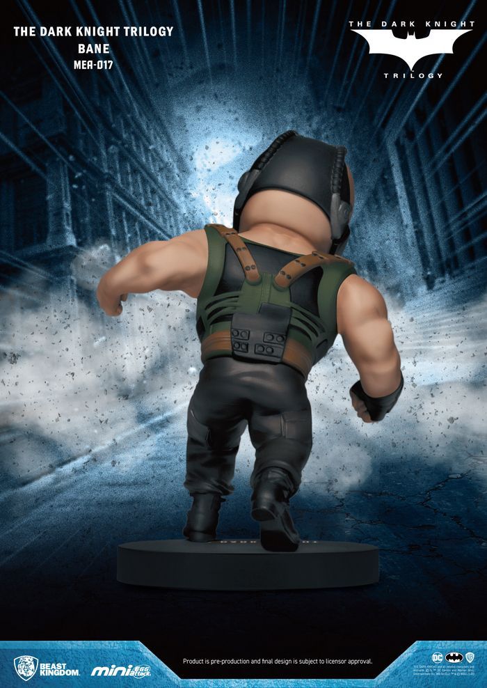Chibi-style Bane figure from the Dark Knight Trilogy in his iconic vest and mask standing on a base