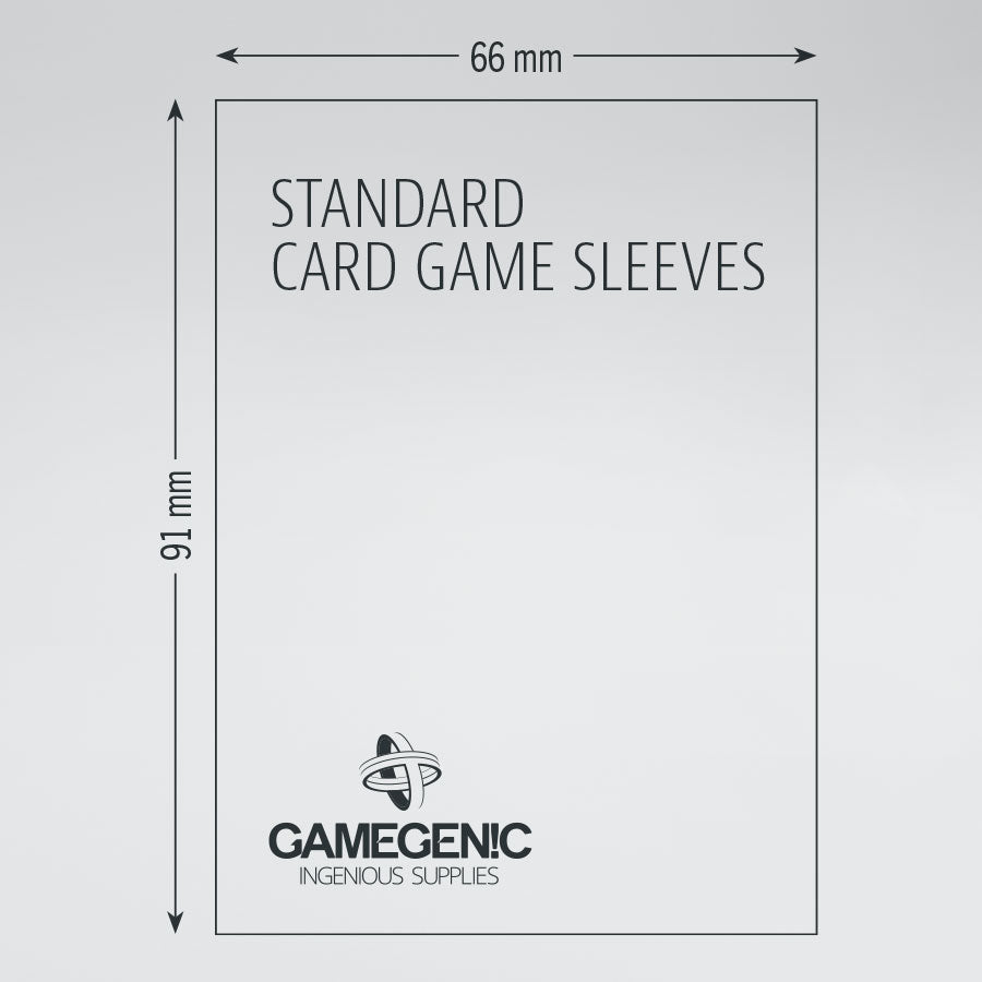 Standard card game sleeve from Gamegenic, measuring 66mm x 91mm.