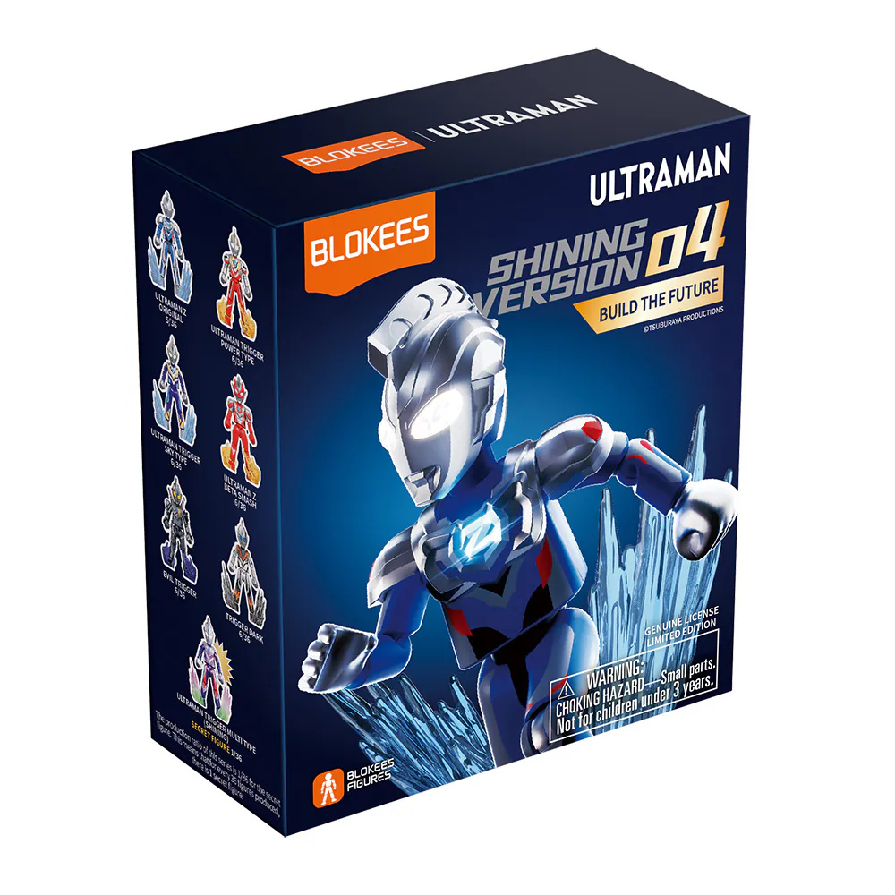 Blokees Figures - Ultraman (Luminous Eyes & Chest) 71218 - Shining Version 04 - Build The Future - 6 In 1 Blind Box Display