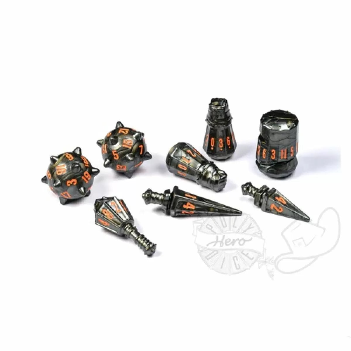 Polyhero Dice - Warrior 8 Dice Set Steel Grey - Good Games