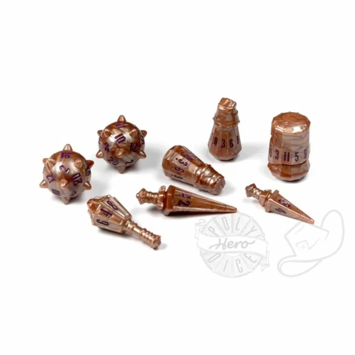 Polyhero Dice - Warrior 8 Dice Set Imperial Bronze - Good Games