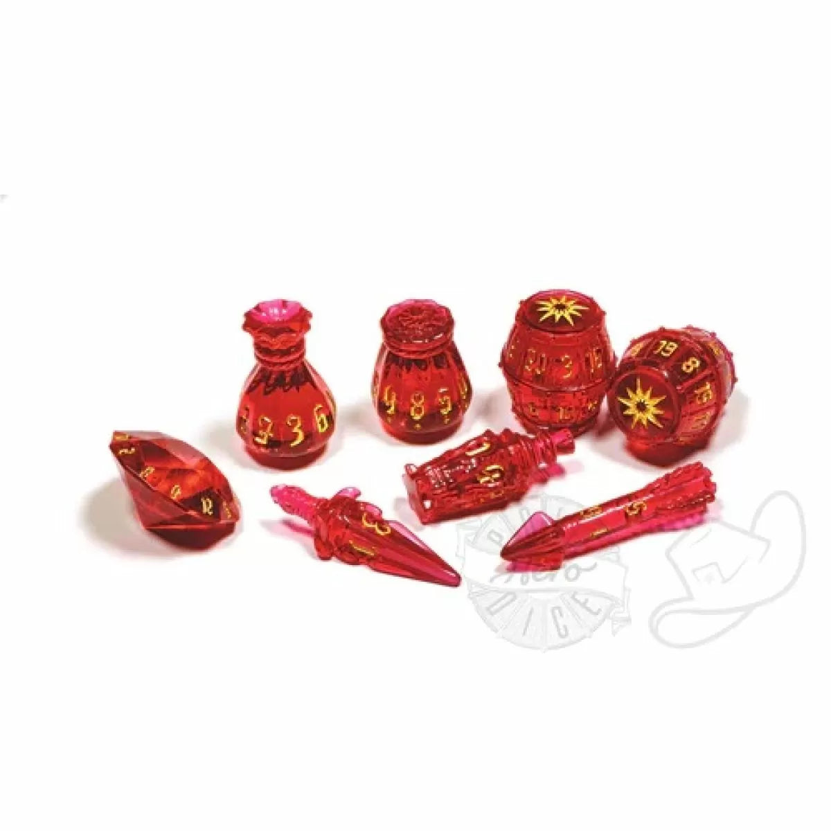 Polyhero Dice - Rogue 8 Dice Set Rakish Ruby - Good Games
