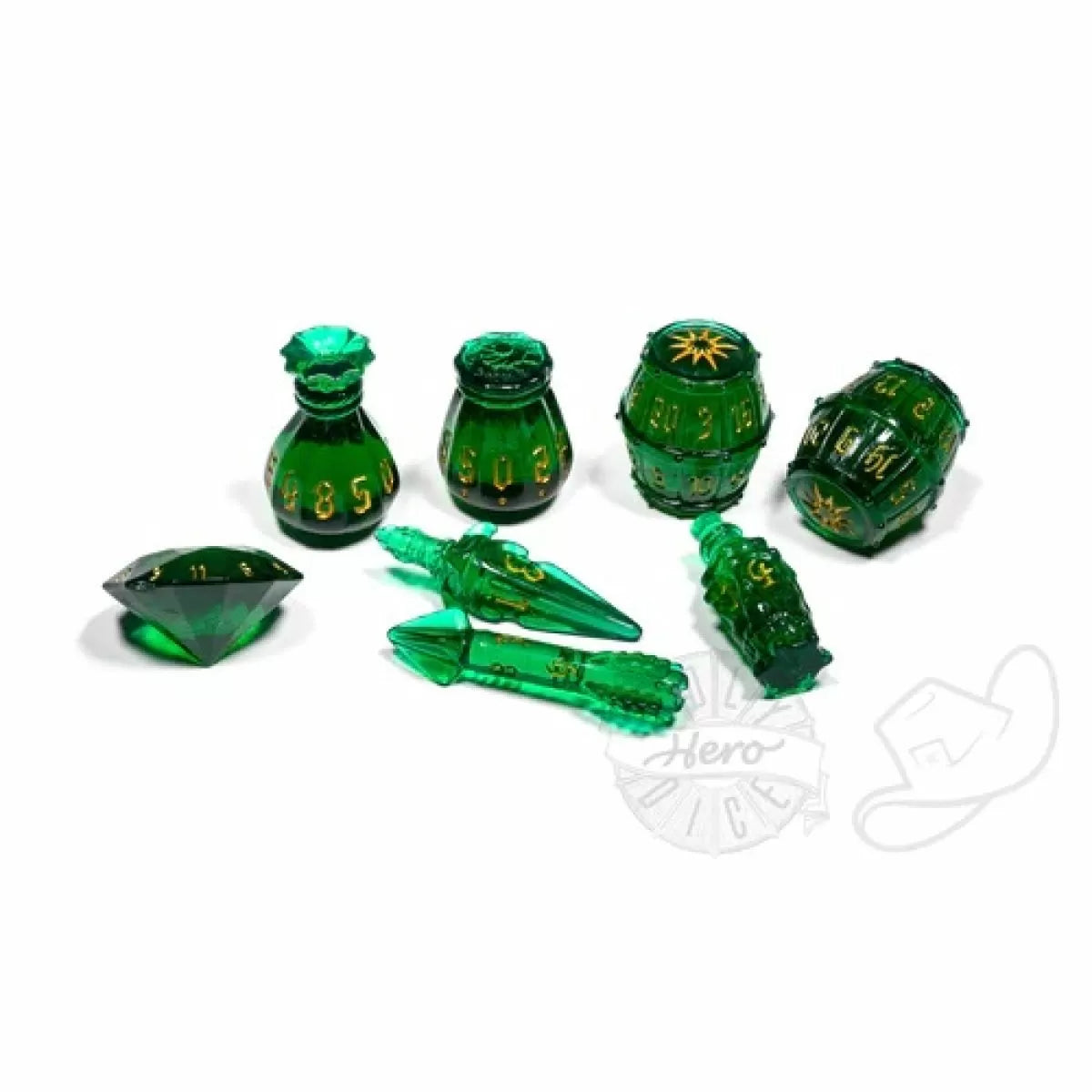 Polyhero Dice - Rogue 8 Dice Set Emerald Emissary - Good Games