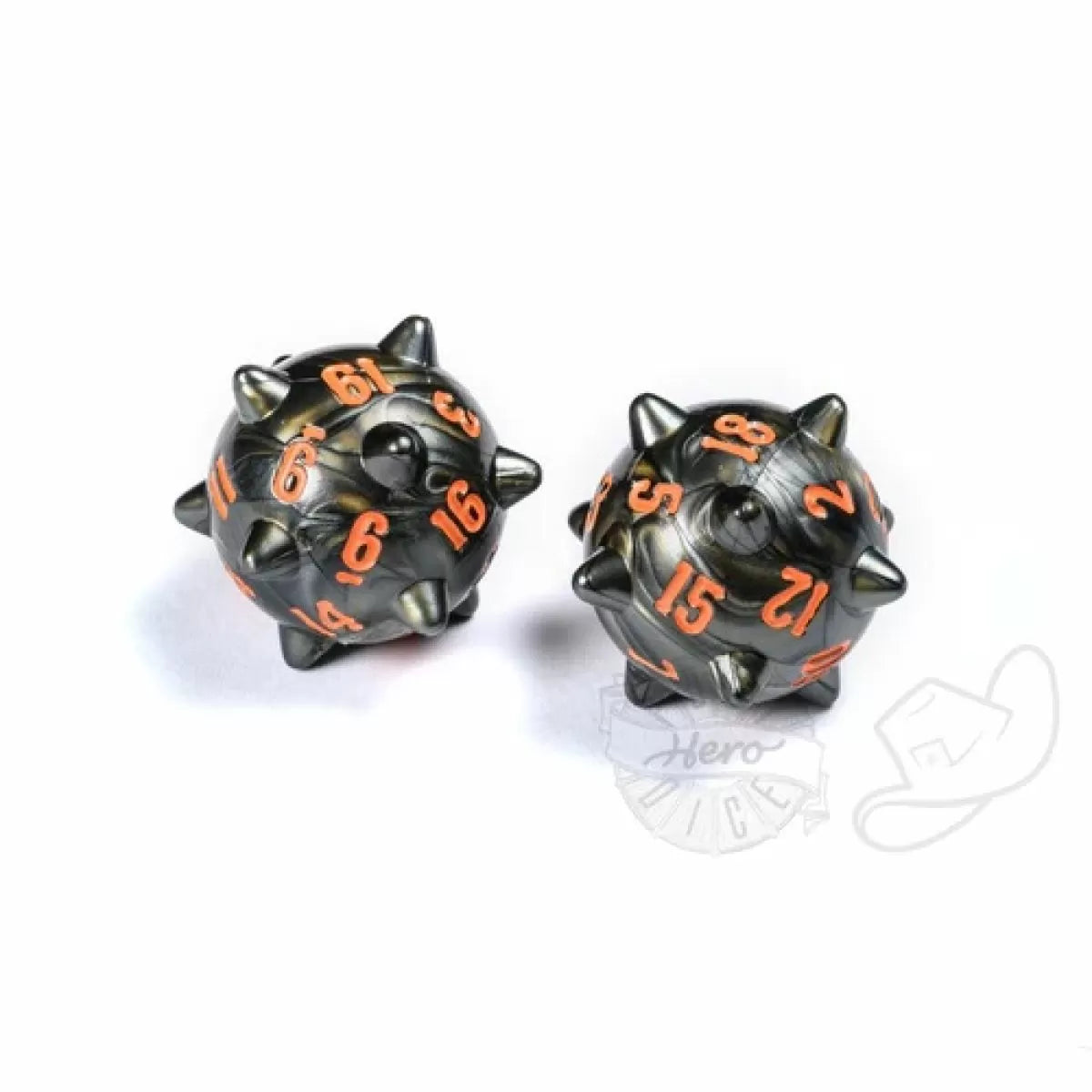 Polyhero Dice - Warrior 2d20 Spiked Balls Steel Grey - Good Games