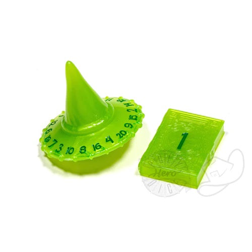 PolyHero Wizard d20 Wizard Hat and d2 Spellbook in Acid Splash - Good Games