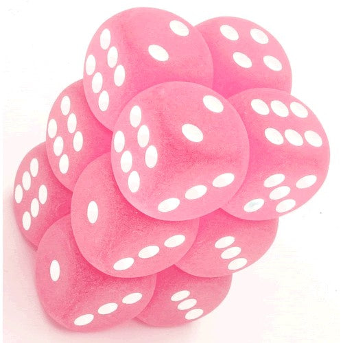 Chessex Frosted 16mm d6 Pink/white Block (12) (CHX LE563) (Preorder) - Good Games