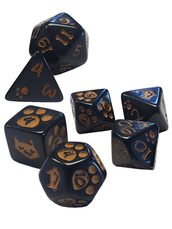 Kitten Polyhedral Dice Set Black - Good Games