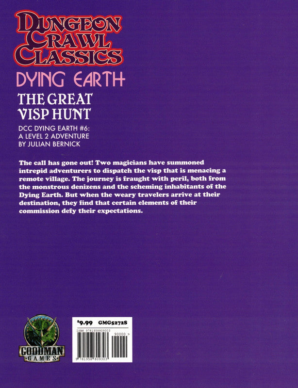 Dungeon Crawl Classics Dying Earth: The Great Visp Hunt module back cover