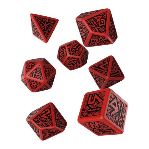 Q Workshop - Red & Black Dwarven Dice Set (7) Box - Good Games