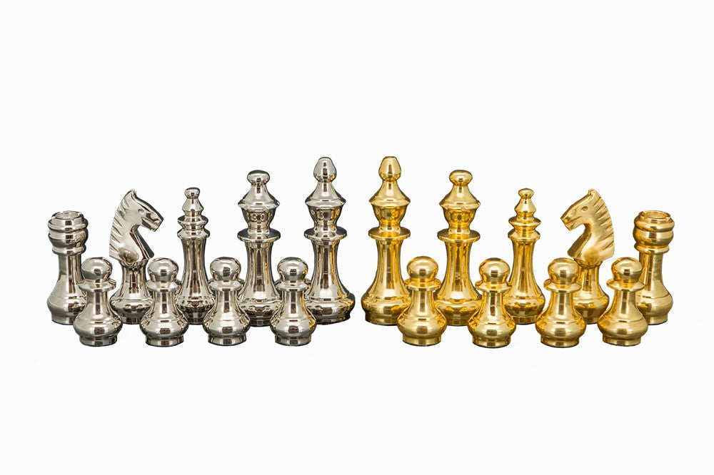 Dal Rossi Italy, Staunton Silver and GOLD Chessmen 100mm Chessmen ONLY - Good Games