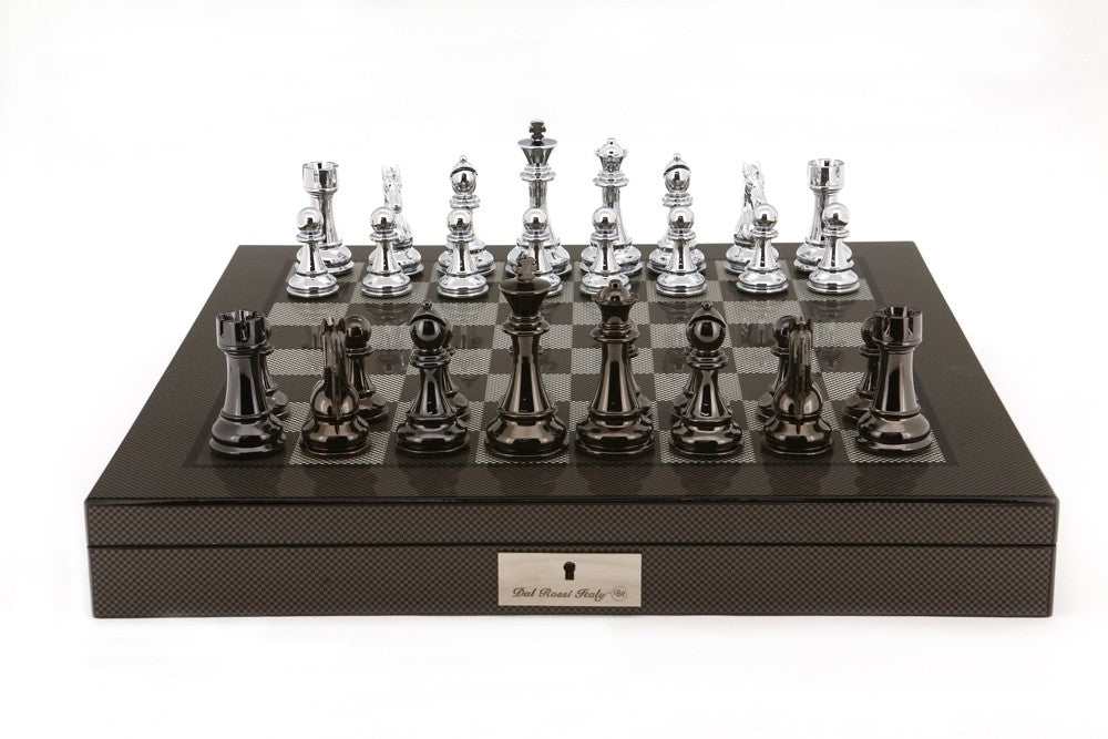 Dal Rossi Chess Set Silver/Titanium On Carbon Fibre - Good Games
