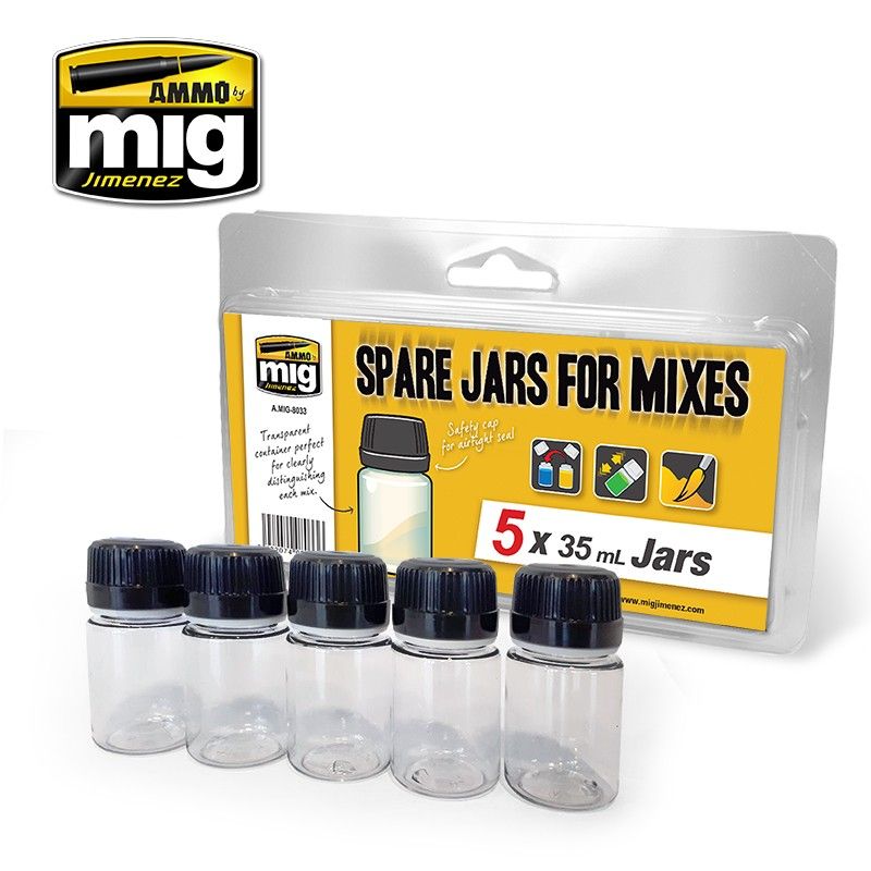 Ammo By Mig Accessories Spare Big Jars For Mixes 5 X 35ml Jars