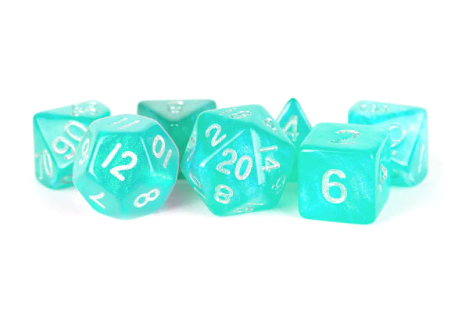 Metallic Dice Games - Acrylic Polyhedral Dice Set - Stardust Turquoise - Good Games